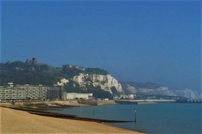 White Cliffs of Dover along the Southern coast of England.